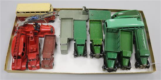 Mixed Dinky trucks, fire engines etc